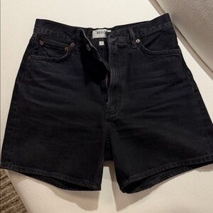 Agolde Black High-Rise Denim Shorts
